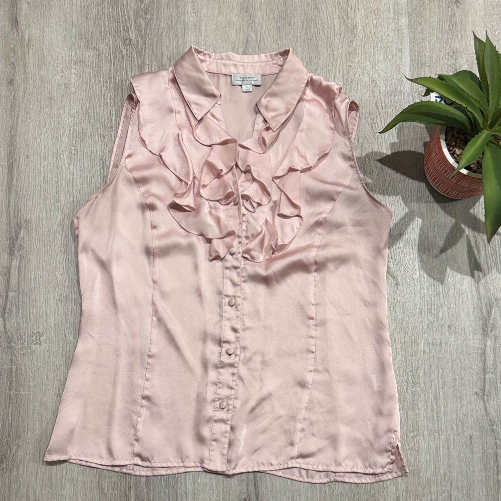 Tahari Soft Pink Ruffled Blouse - Picture 2 of 2